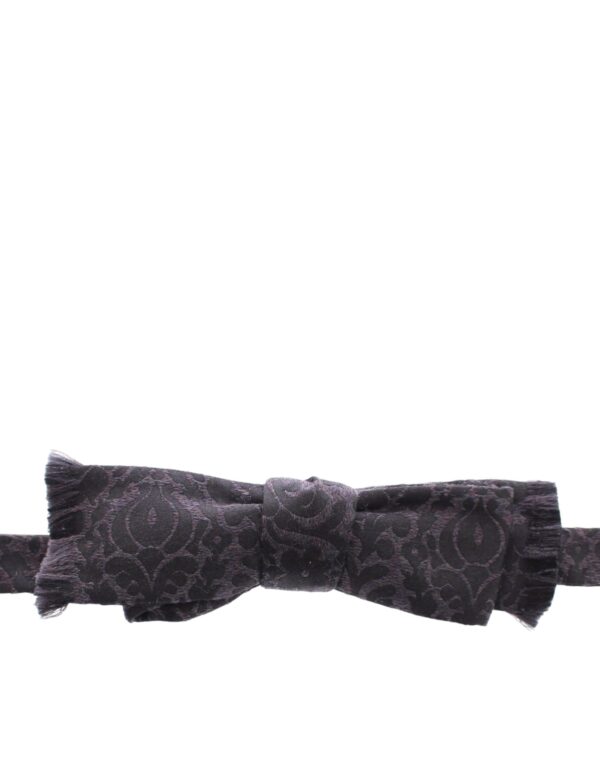 Dolce & Gabbana Elegant Black Paisley Silk-Wool Blend Bow Tie - Image 2