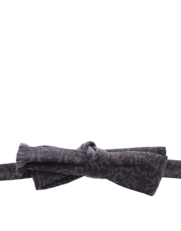Dolce & Gabbana Elegant Black Paisley Silk-Wool Blend Bow Tie - Image 3