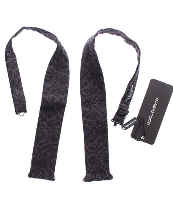 Dolce & Gabbana Elegant Black Paisley Silk-Wool Blend Bow Tie - Image 6