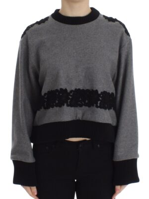 Dolce & Gabbana Elegant Gray Cashmere Blend Lace Sweater