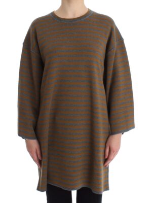Dolce & Gabbana Yellow & Gray Striped Oversized Sweater