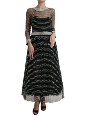 Dolce & Gabbana Elegant Crystal-Embellished Long Black Dress
