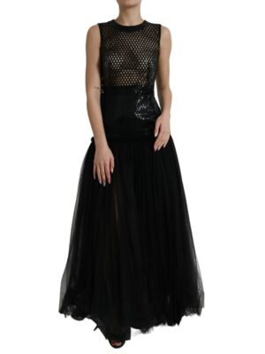 Dolce & Gabbana Elegant Black Sequined Evening Dress