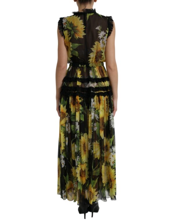 Dolce & Gabbana Elegant Sunflower Silk Maxi Dress - Image 3