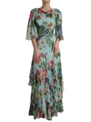 Dolce & Gabbana Elegant Floral Silk Long Dress