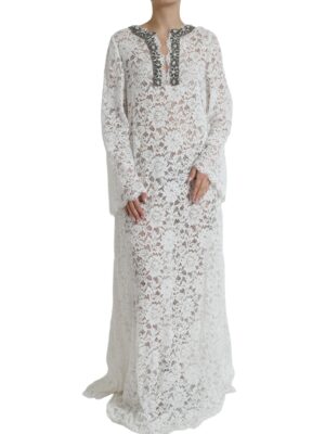 Dolce & Gabbana Elegant White Shift Dress with Crystal Embellishment