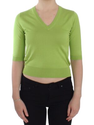 Dolce & Gabbana Emerald Green Wool V-Neck Pullover