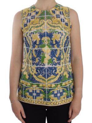 Dolce & Gabbana Majolica Embroidered Sleeveless Elegance