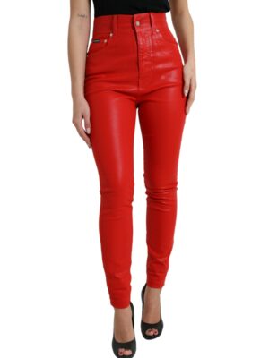 Dolce & Gabbana Elegant High-Waist Stretch Denim in Red