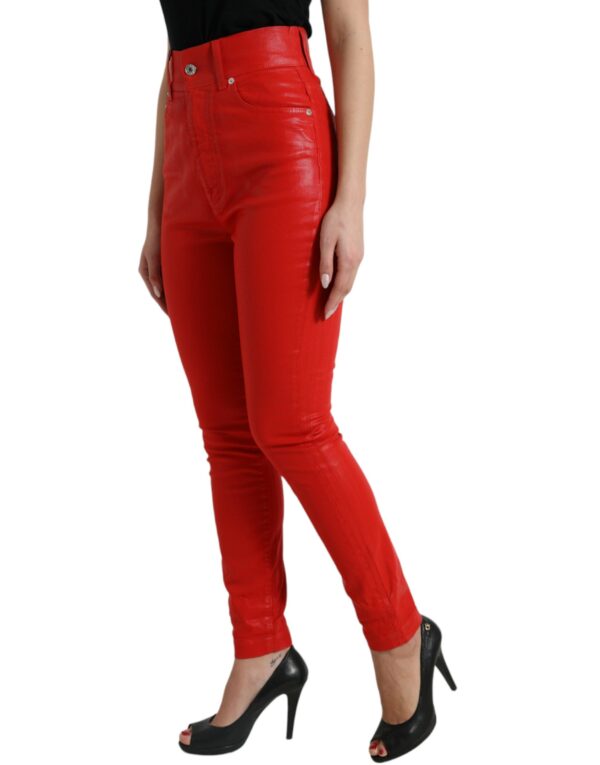 Dolce & Gabbana Elegant High-Waist Stretch Denim in Red - Image 3