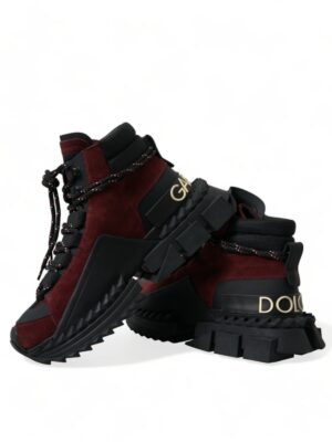 Dolce & Gabbana Burgundy Leather High Top Sneakers