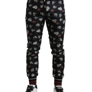 Dolce & Gabbana Elegant Silk Jogging Trousers with Ring Print
