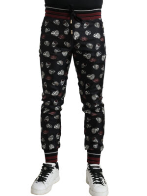 Dolce & Gabbana Elegant Silk Jogging Trousers with Ring Print