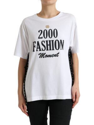 Dolce & Gabbana Elegant White Lace-Up Cotton Tee
