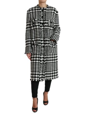 Dolce & Gabbana Elegant Houndstooth Long Trench Coat