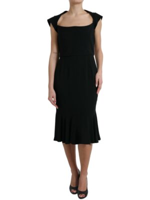 Dolce & Gabbana Elegant Black Stretch Cady Midi Dress