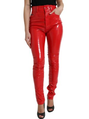 Dolce & Gabbana High Waist Red Skinny Pants - Sleek and Chic