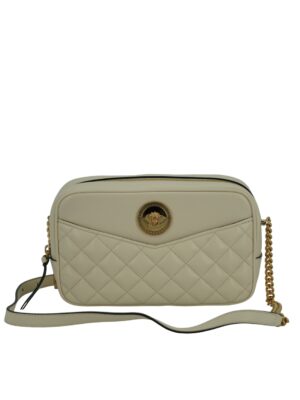 Versace Elegant White Leather Camera Shoulder Bag