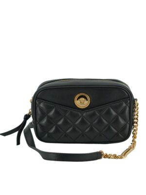 Versace Elegant Small Black Leather Crossbody Bag