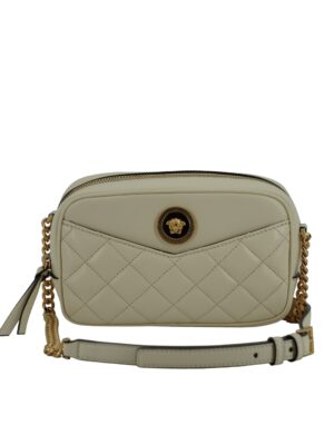 Versace Elegant White Lamb Leather Camera Bag