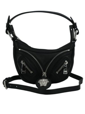 Versace Elegant Black Mini Hobo Shoulder Bag