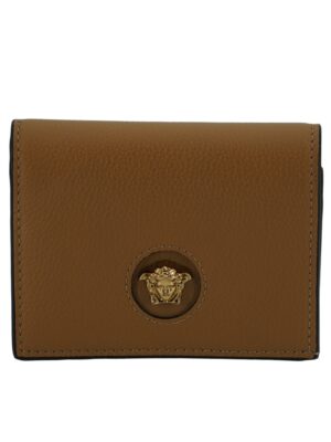 Versace Elegant Compact Leather Wallet in Brown