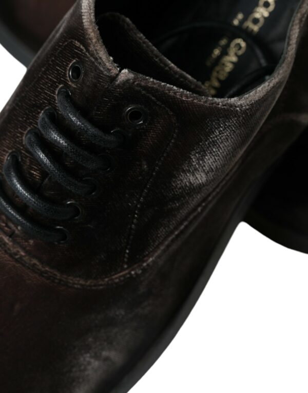 Dolce & Gabbana Elegant Brown Velvet Oxford Lace-up Shoes - Image 8