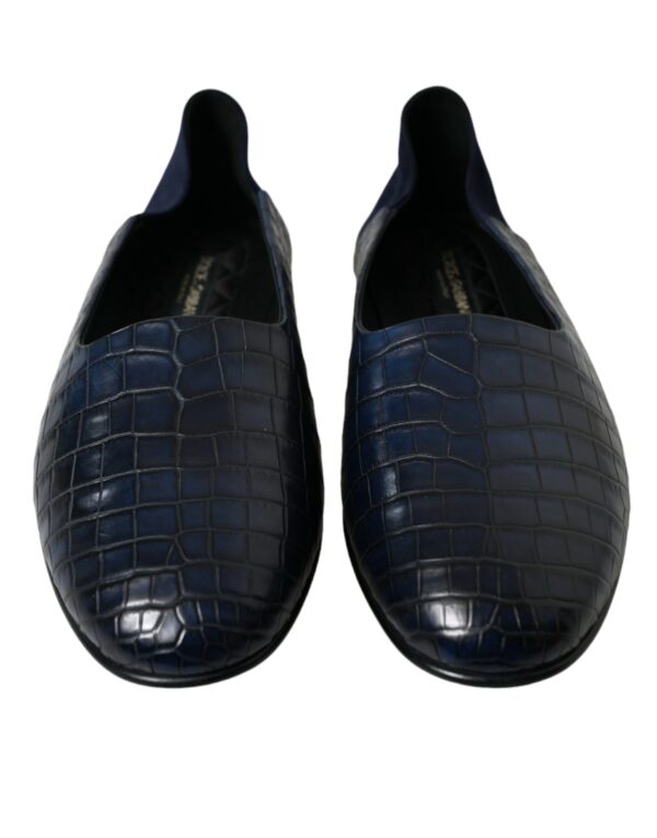 Dolce & Gabbana Elegant Blue Crocodile Leather Loafers - Image 2