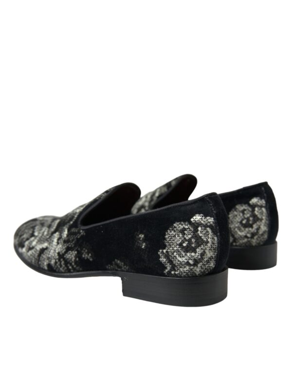 Dolce & Gabbana Elegant Floral Velvet Loafers - Image 4