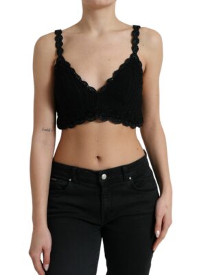 Dolce & Gabbana Elegant Black Crochet Corset Top