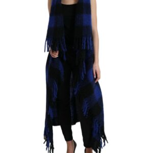 Dolce & Gabbana Elegant Checkered Fringe Poncho Cardigan