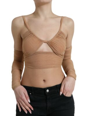 Dolce & Gabbana Elegant Brown Cropped Long Sleeve Top