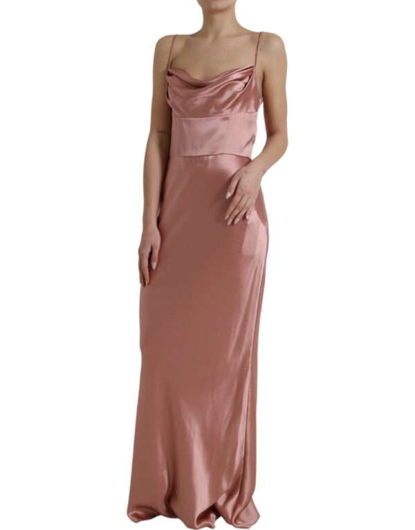 Dolce & Gabbana Elegant Long Silk Gown in Pink - Image 2