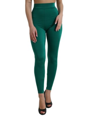 Dolce & Gabbana Green High Waist Designer Leggings