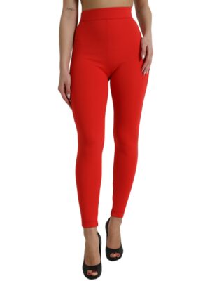 Dolce & Gabbana Elegant High Waist Red Leggings