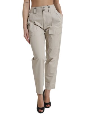 Dolce & Gabbana High-Waisted Tapered Fashion Pants - Beige