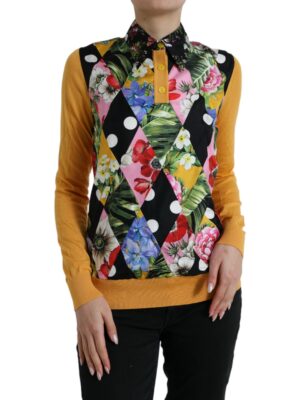 Dolce & Gabbana Elegant Patchwork Henley Silk Blend Sweater