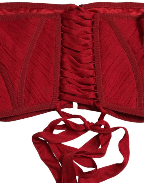 Dolce & Gabbana Silk Corset Waist Belt in Fiery Red - Image 6