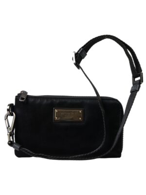 Dolce & Gabbana Elegant Black Nylon & Leather Pouch
