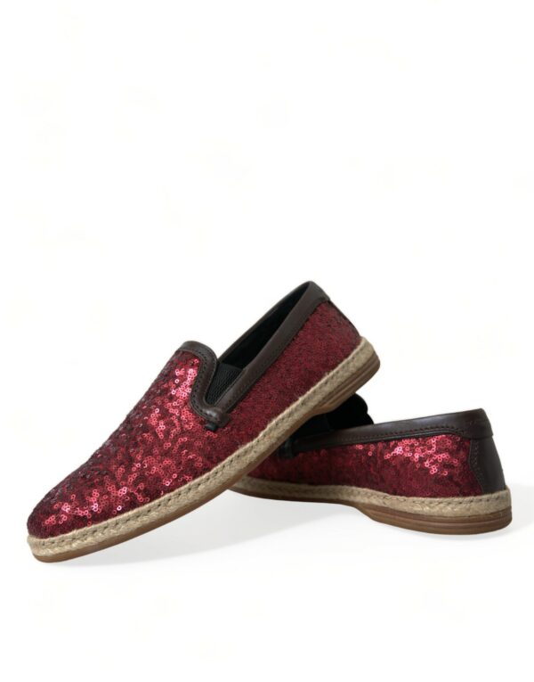 Dolce & Gabbana Red Sequined Leather Loafers - Image 7