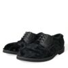 Dolce & Gabbana Elegant Black Fur Derby Dress Shoes for Men - Image 3
