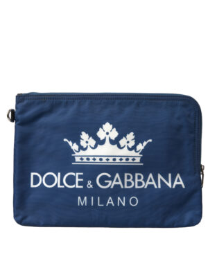 Dolce & Gabbana Elegant Blue Nylon Zipped Clutch