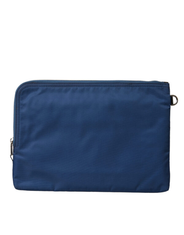 Dolce & Gabbana Elegant Blue Nylon Zipped Clutch - Image 3