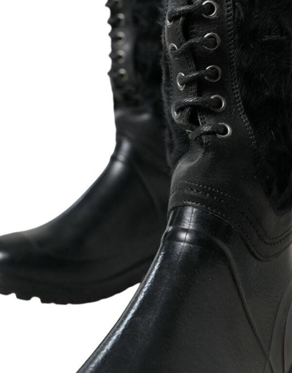 Dolce & Gabbana Sleek Black Shearling Mid Calf Boots - Image 7