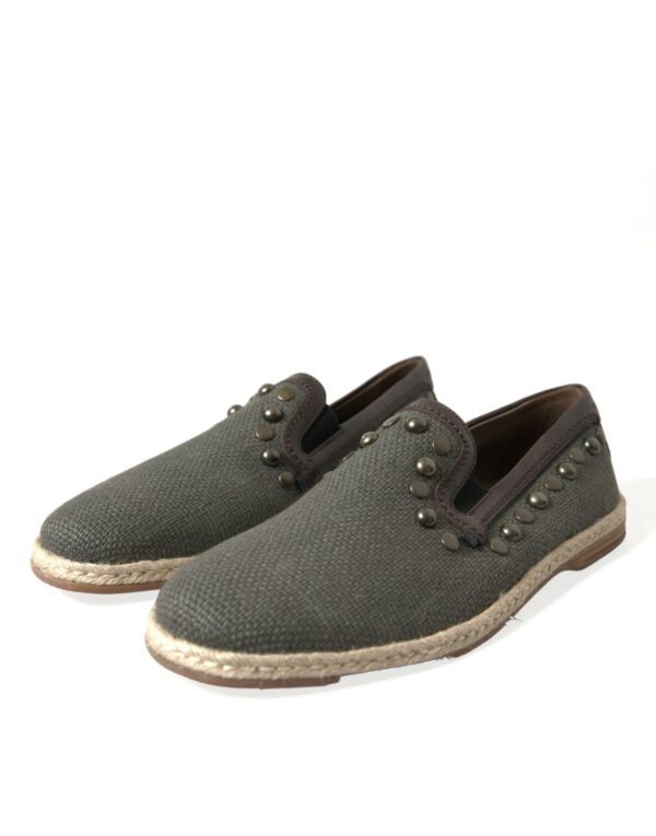 Dolce & Gabbana Studded Canvas Loafer Slipper Shoes - Image 3