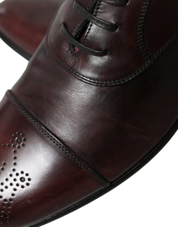 Dolce & Gabbana Elegant Burgundy Leather Derby Shoes - Image 8