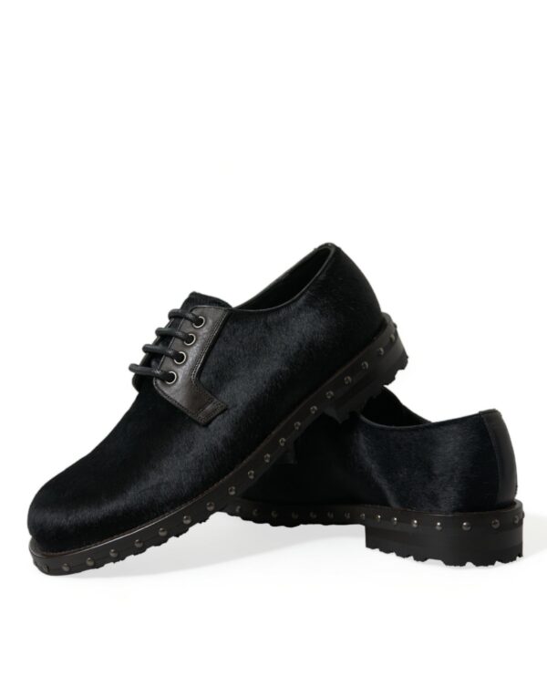 Dolce & Gabbana Elegant Black Calf Fur Derby Shoes - Image 7