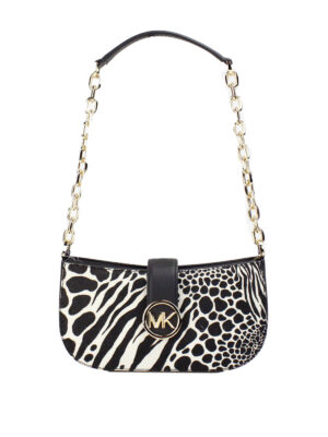 Michael Kors Carmen Small Black Haircalf Pouchette Shoulder Crossbody Bag