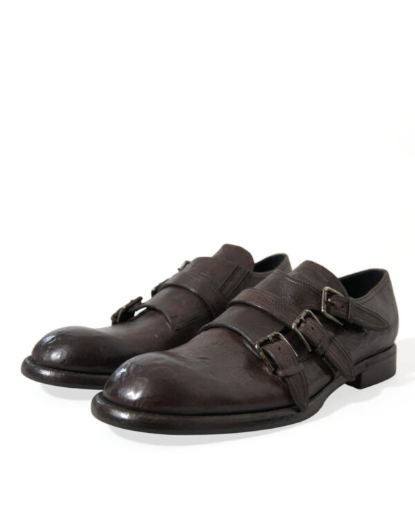 Dolce & Gabbana Elegant Triple Buckle Leather Dress Shoes - Image 3