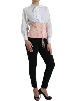 Dolce & Gabbana Elegant Pink Lace-Up Corset Belt